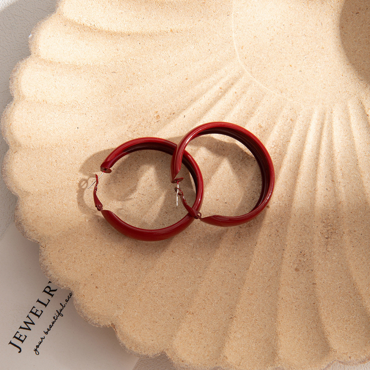 Wholesale light luxury red big circle earrings