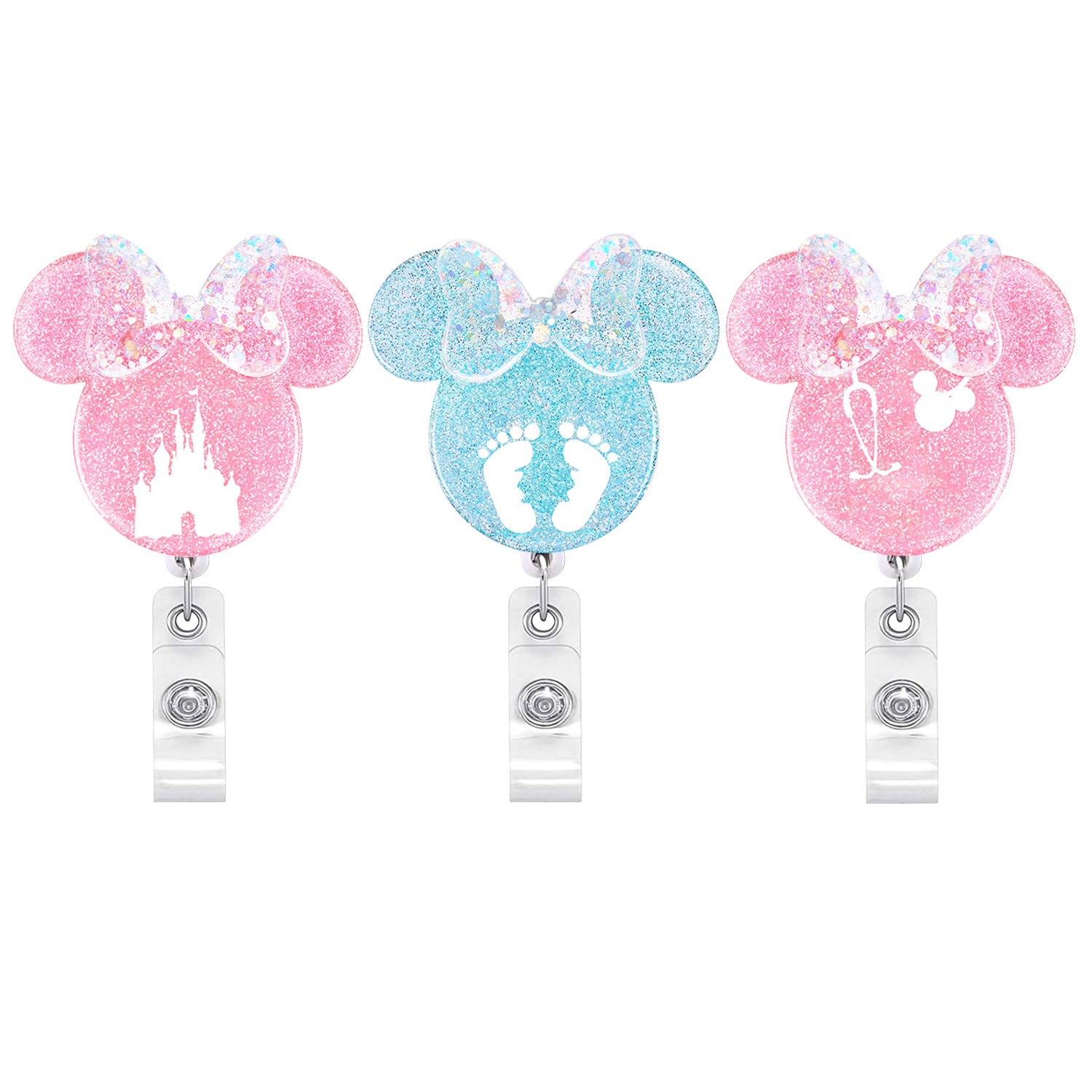 Wholesale Acrylic Mouse Shaped Retractable ID Badge Reels for Doctors Nurses Students Trendy Accessory
