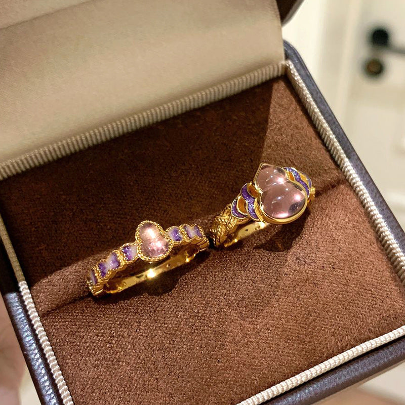 Wholesale Chinese Fine Enamel Ice Penetrating Small Gourd Ring for Women