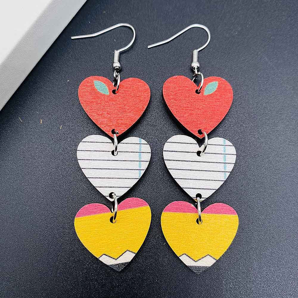 Wholesale Graduation Season Jewelry Book Pencil Wooden Earrings