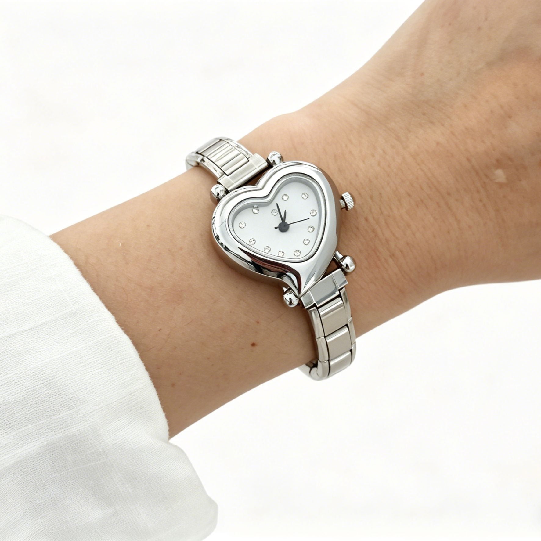 Wholesale Chic DIY Modular Quartz Watch for Women,  Stainless Steel Heart Design,  Fashion Accessory