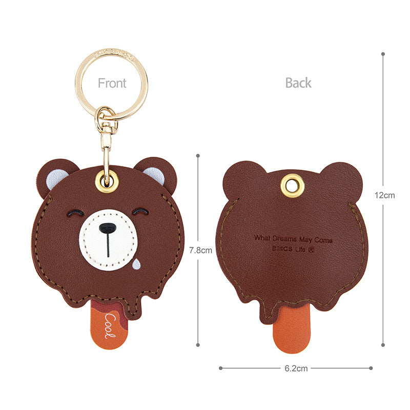 Wholesale Fruit Print Drop Shaped PU Leather Card Holder Keychain Cute Bag Charm Boutique Resale Gift