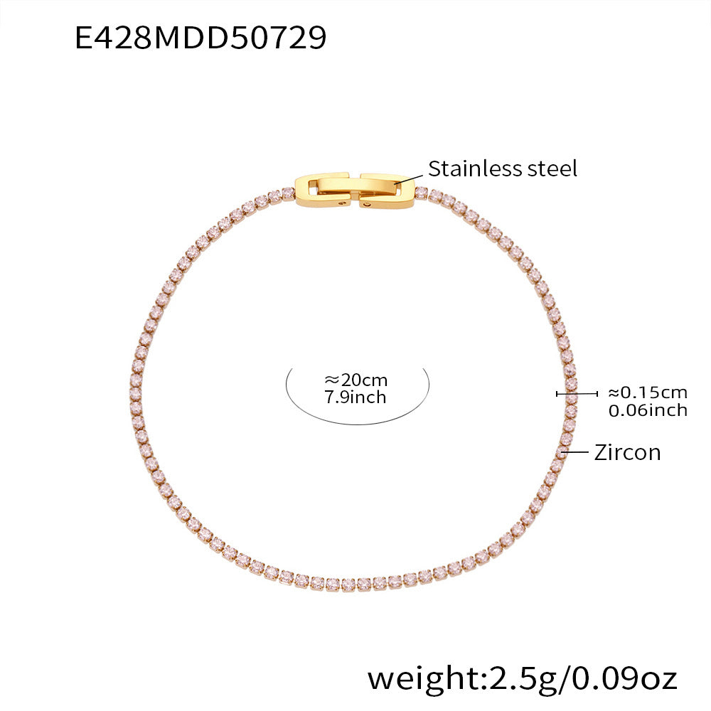 Wholesale Dopamine Style Diamond Encrusted Tennis Chain Bracelet Stainless Steel Zircon Jewelry Gift