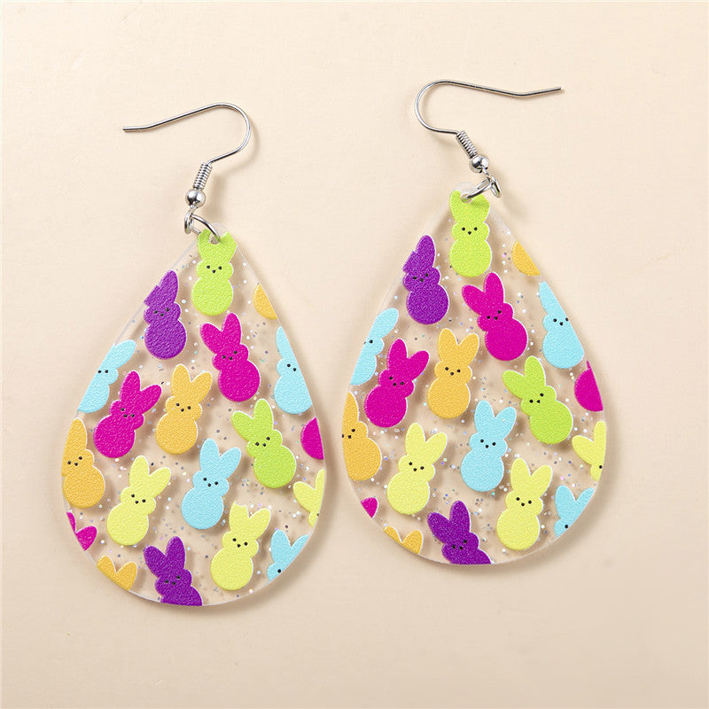 Wholesale Colorful Easter Bunny Acrylic Earrings