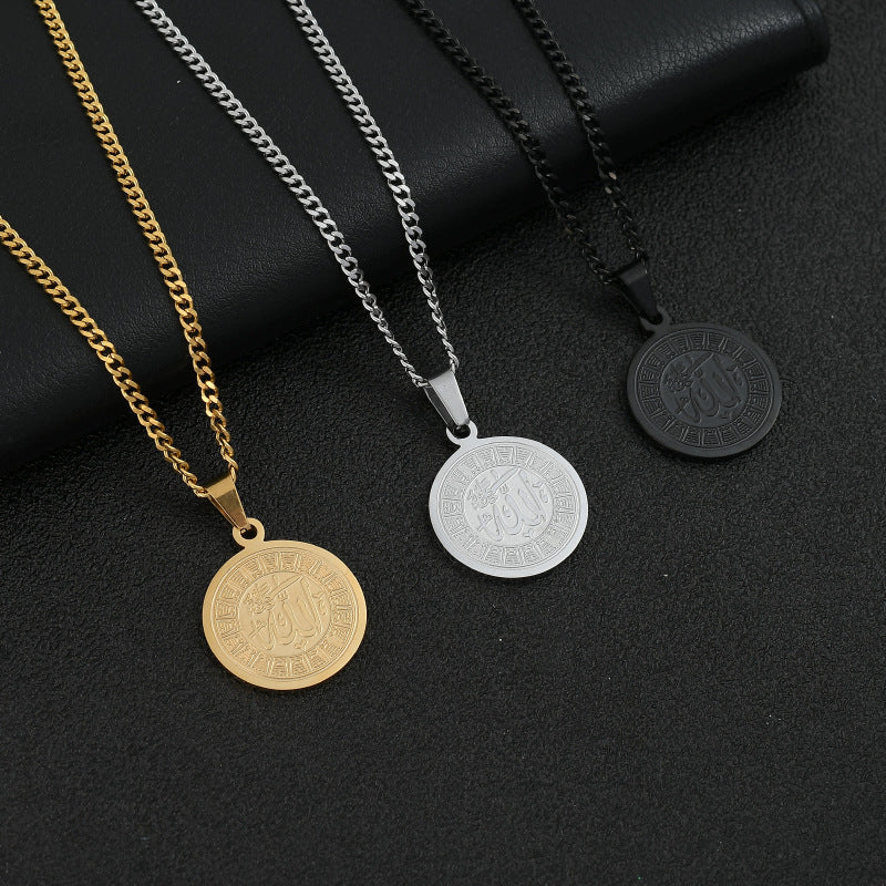 Collana con ciondolo a catena rotonda in acciaio al titanio all'ingrosso