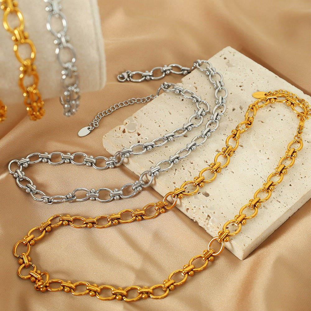 Wholesale  Fashion Light Luxury Atmospheric Simple Personality Retro Titanium Steel Bracelet Women' s Advanced Design Bracelet Clavicle Chain