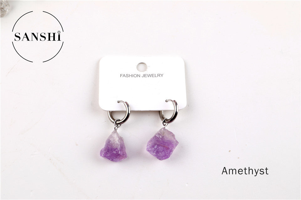 Wholesale Natural Stone Crystal Stainless Steel Earrings