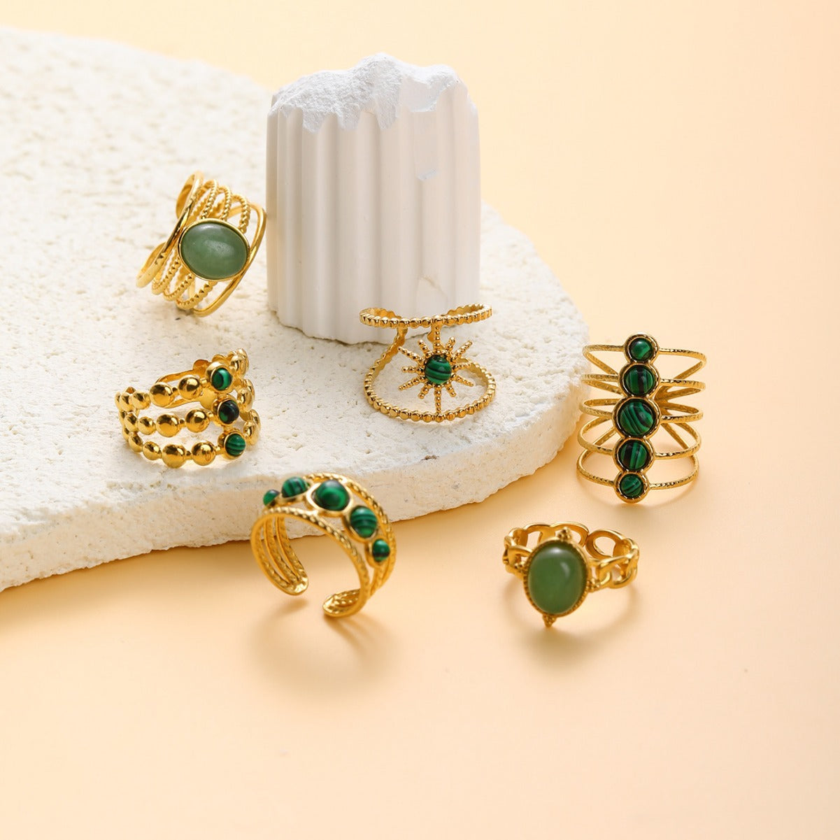 Wholesale Vintage Stainless Steel Rings 18k Gold Plated Rings ACC-RS-MuC015