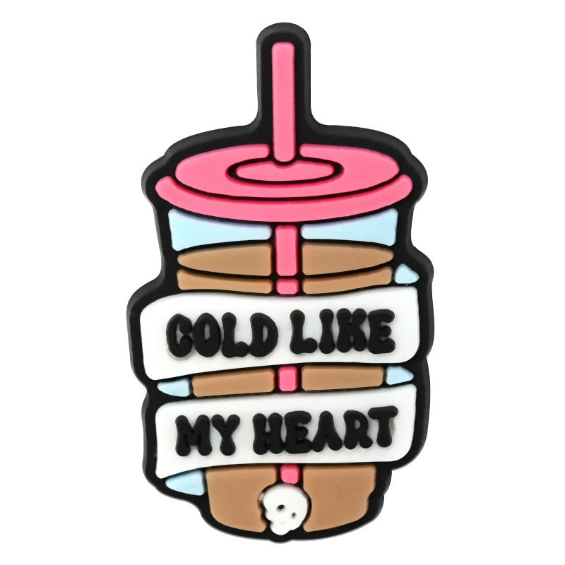 Wholesale Random 100pcs  coffee series   PVC Soft Rubber Shoe Buckle Decoration