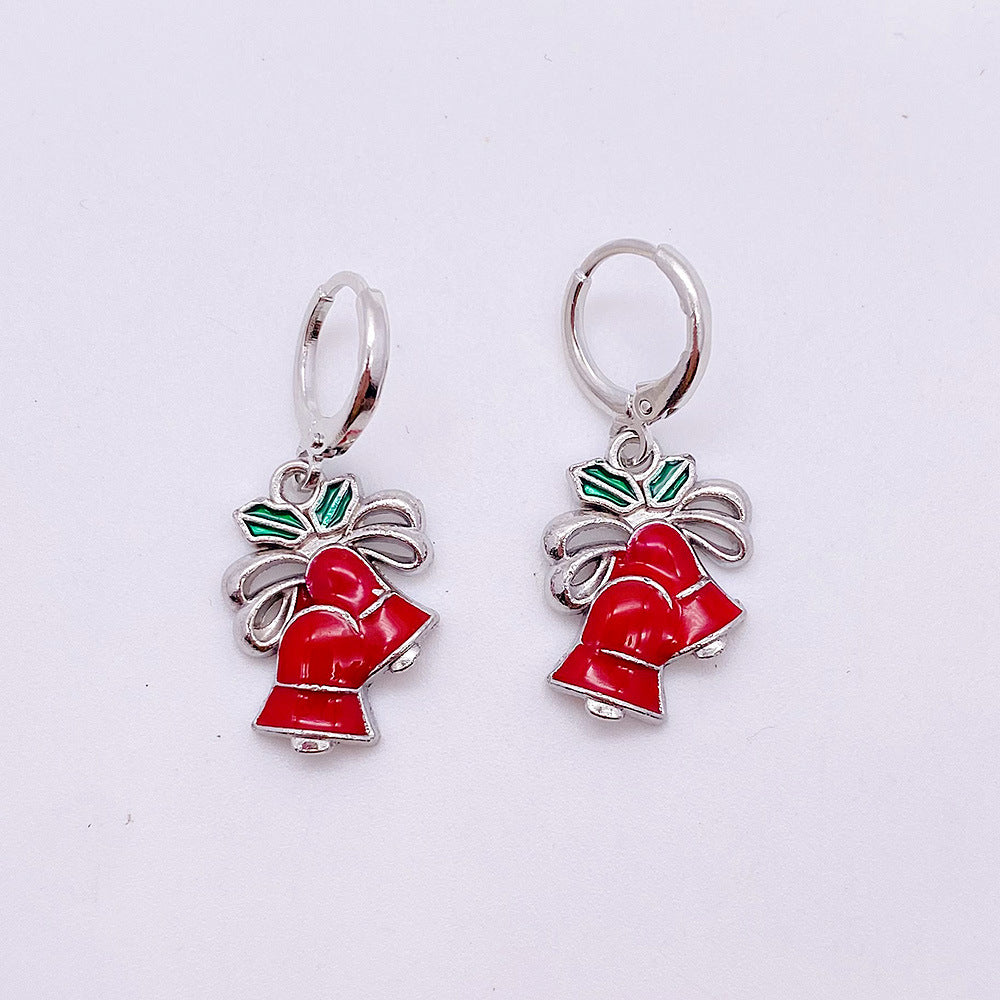 Wholesale Christmas Alloy Christmas Tree Snowman Oil Drop Pendant Earrings ACC-ES-ChenY067
