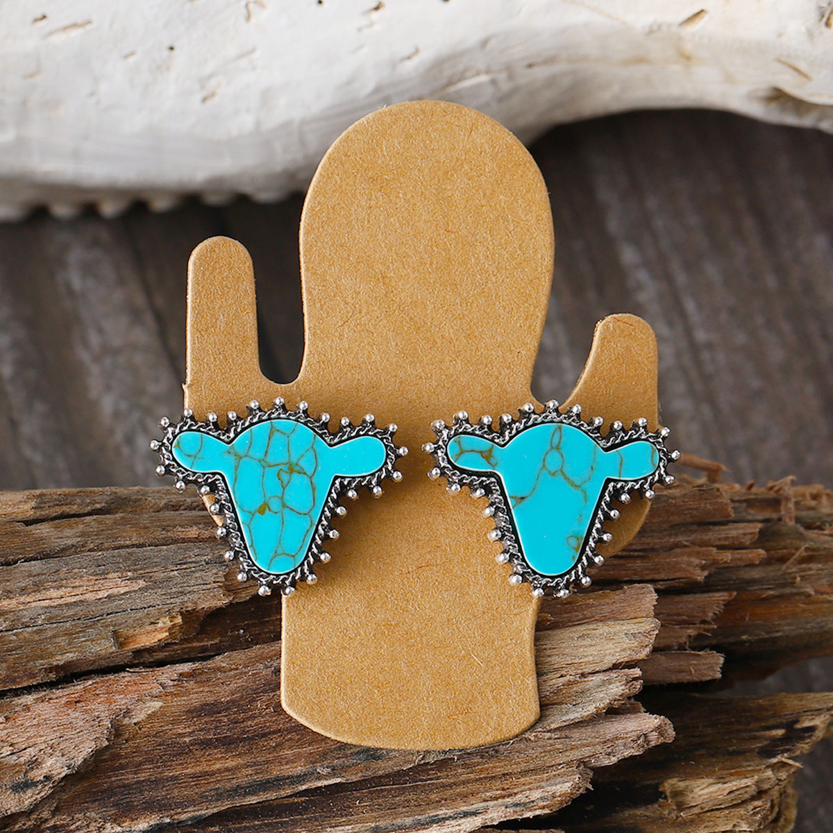 Wholesale Cactus Star Bull Head Heart Turquoise Earrings Necklace Set