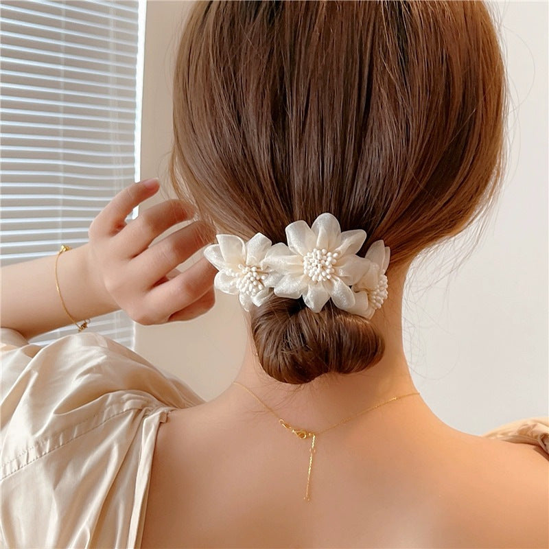 Wholesale yarn flower ball hair scrunchies