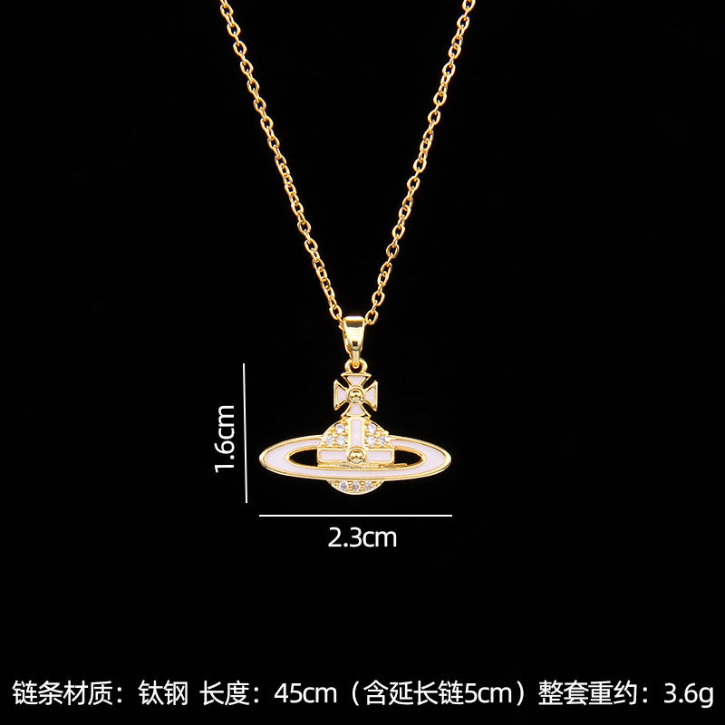 Wholesale saturn necklace with zircon pendant necklace ACC-NE-Rongc005