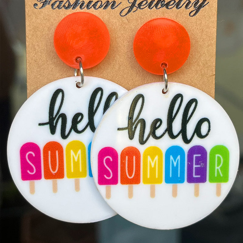 Wholesale 2 Pairs/pack Hello Summer Seaside Scenery Acrylic Earrings ACC-ES-HY015