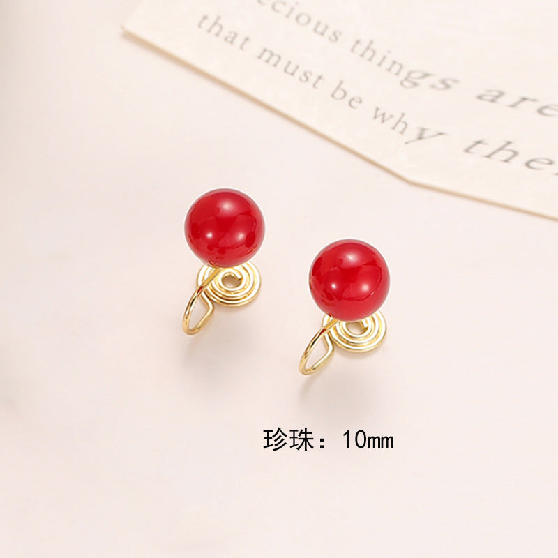 Wholesale pearl retro round shiny ear hooks earrings