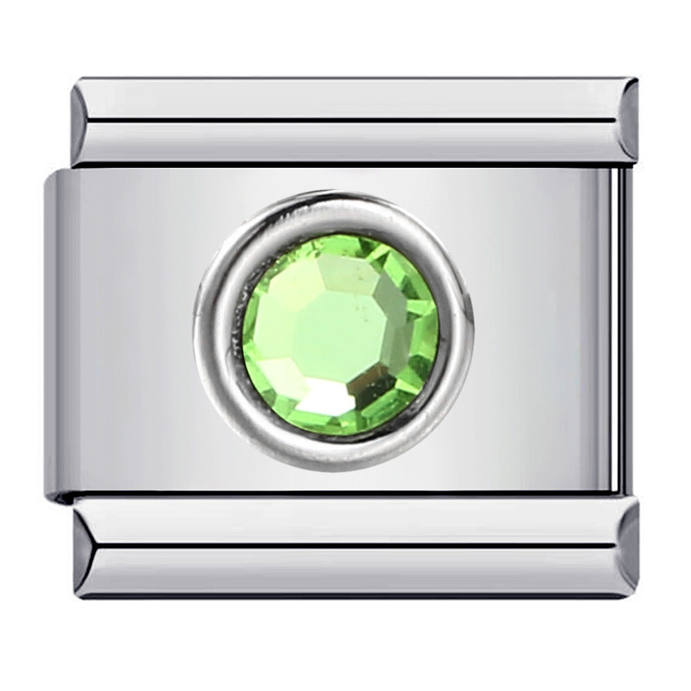 Wholesale Italian Charm Bracelet 9mm DIY Splicing Removable Circle Colored Stone Stainless Steel Composable Bracelet