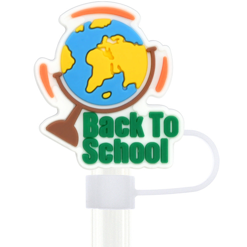 Wholesale Random 100pcs Back To School 10mm PVC Soft Glue Straw Tube Cap ACC-SCR-RYY095