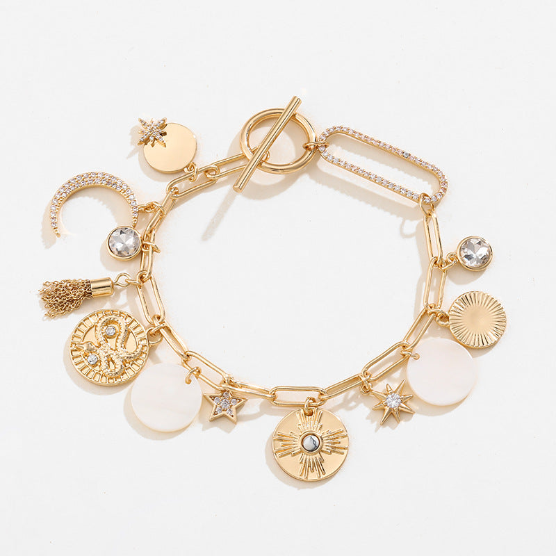 Wholesale Ancient Coin Starry Sky Magic Necklace Bracelet Earring Set