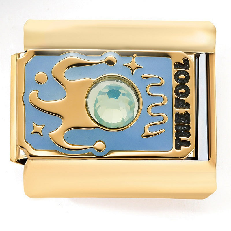 Wholesale Fashionable Tarot Card Personalized Crown Angel Planet DIY Stainless Steel 9MM Elastic Jewelry Colorful Charm Bracelet for Women