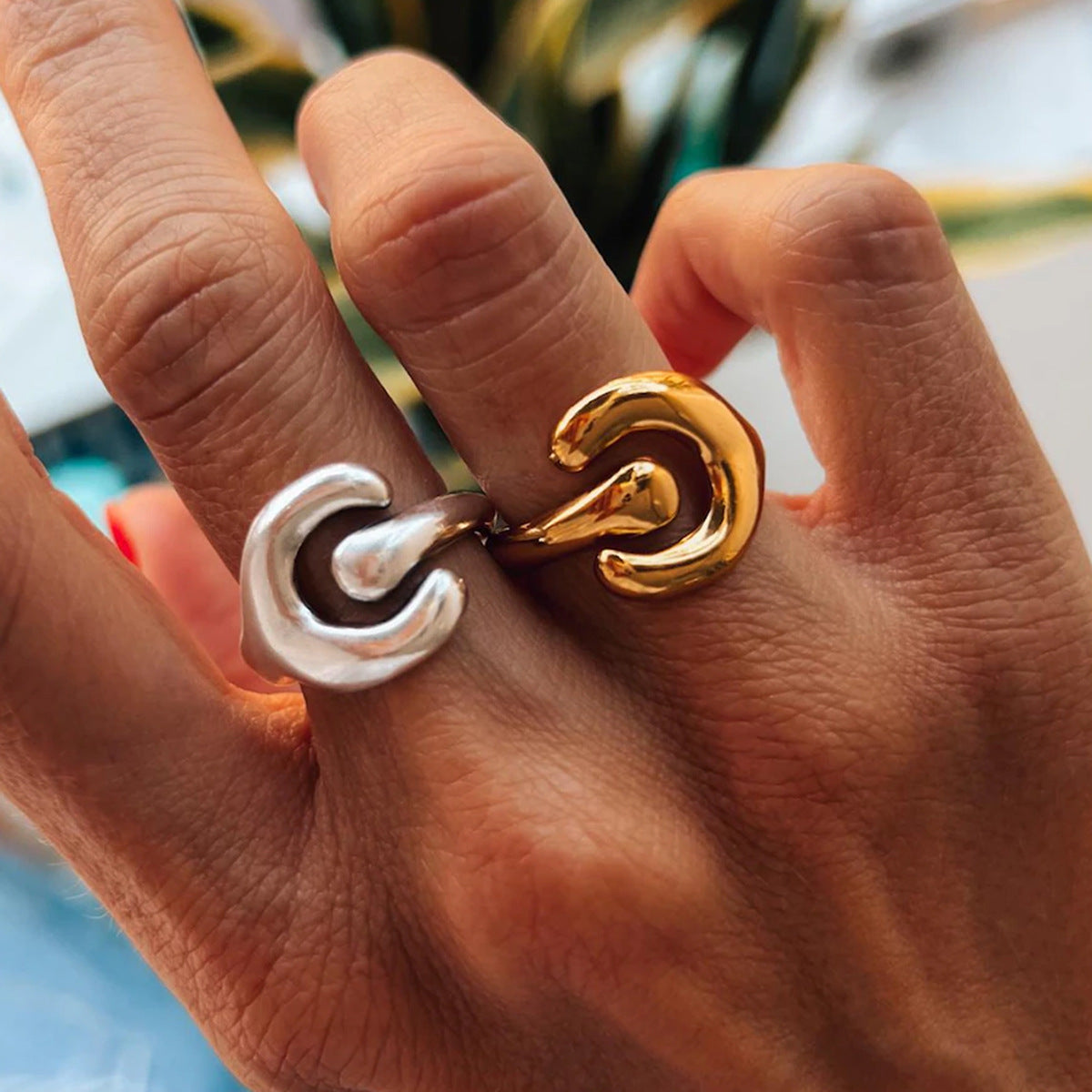 Wholesale Retro Geometric Irregular Ring Set Alloy Plated Women S Everyday Fashion Jewelry Accessory