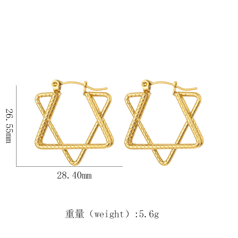 Wholesale Exaggerated retro titanium steel 18k gold twisted earrings
