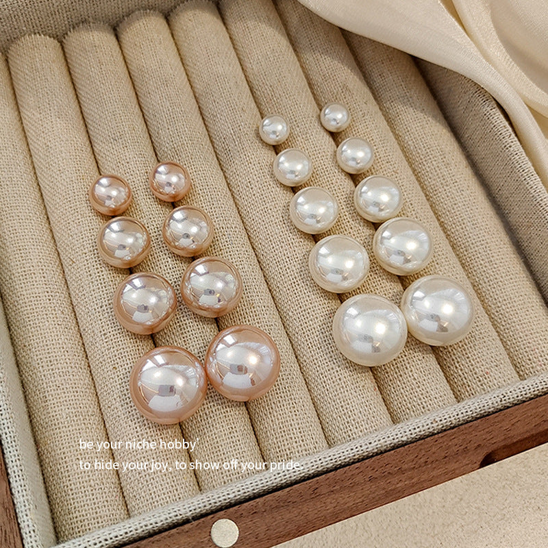 Wholesale Steamed Bun Pink Pearl Minimalist Earrings