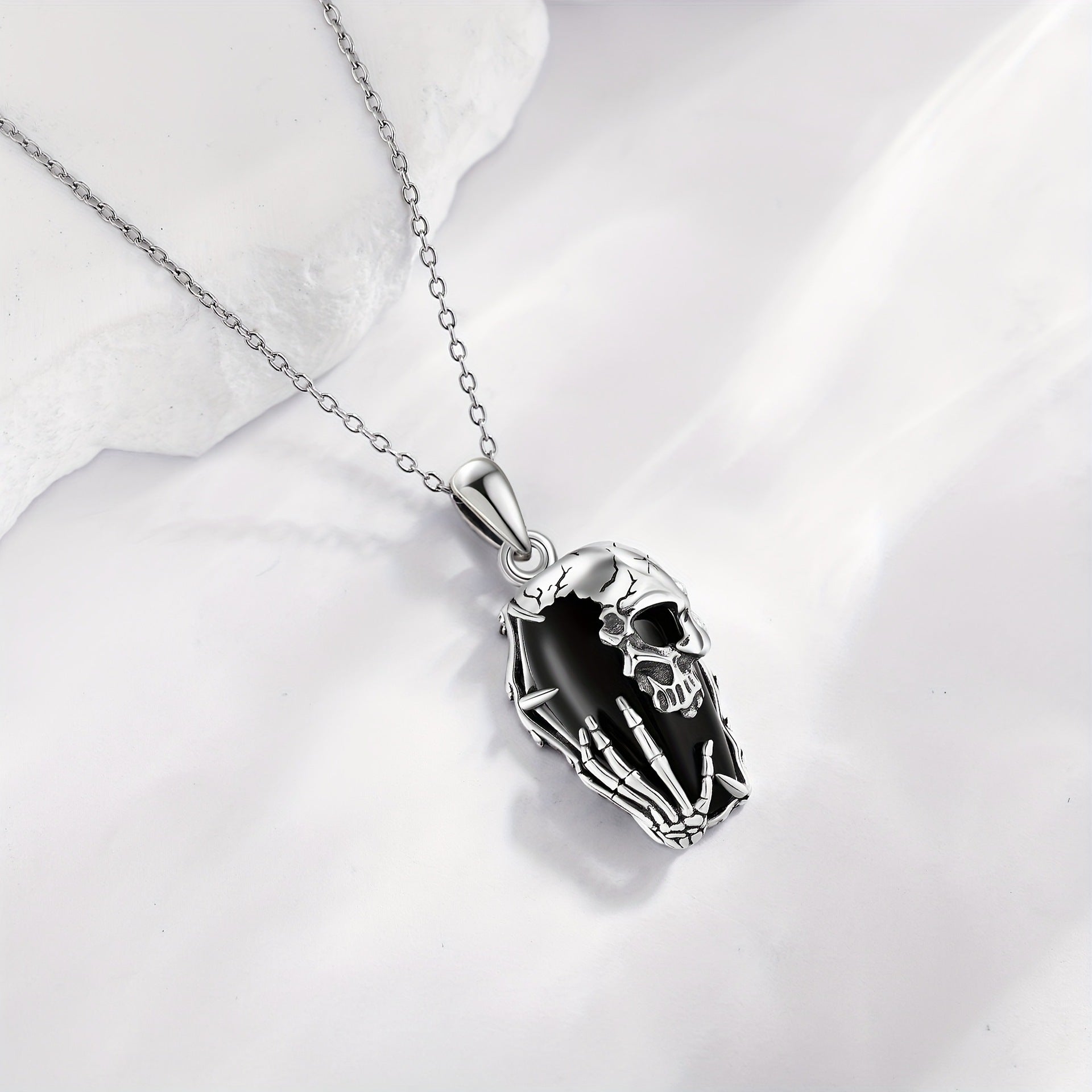 Wholesale Gothic Retro Claw Halloween Clavicle Chain Skull Coffin Pendant Necklace