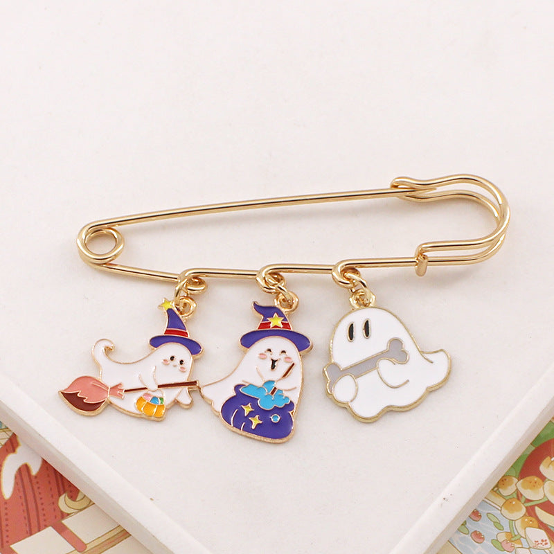 Wholesale Halloween Cartoon Funny Pumpkin Skull Alloy Oil Drip Badge Pin Brooch ACC-BCH-liyao001