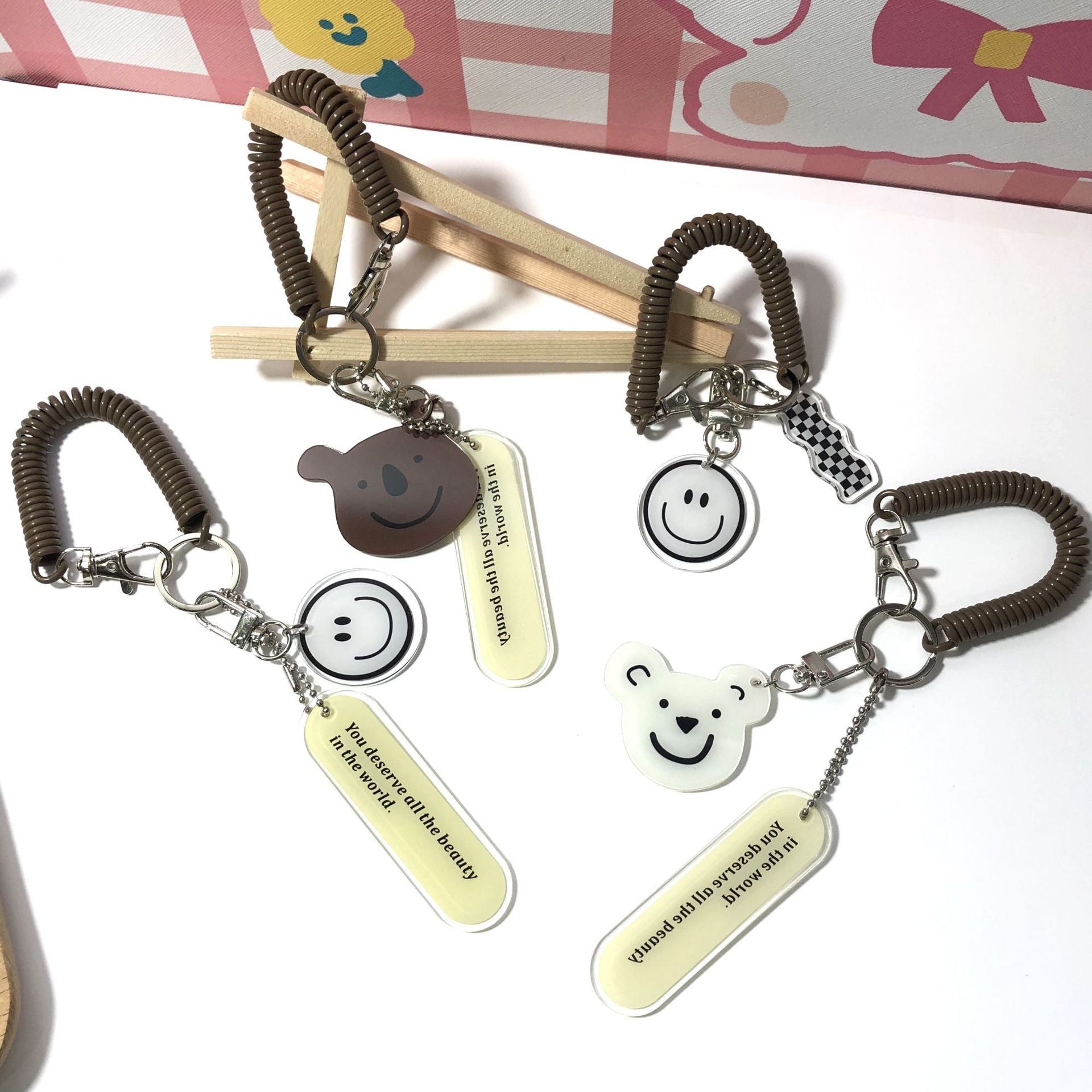 Wholesale Cartoon Bear Smiley Face Pendant Keychains ACC-KC-Buding001