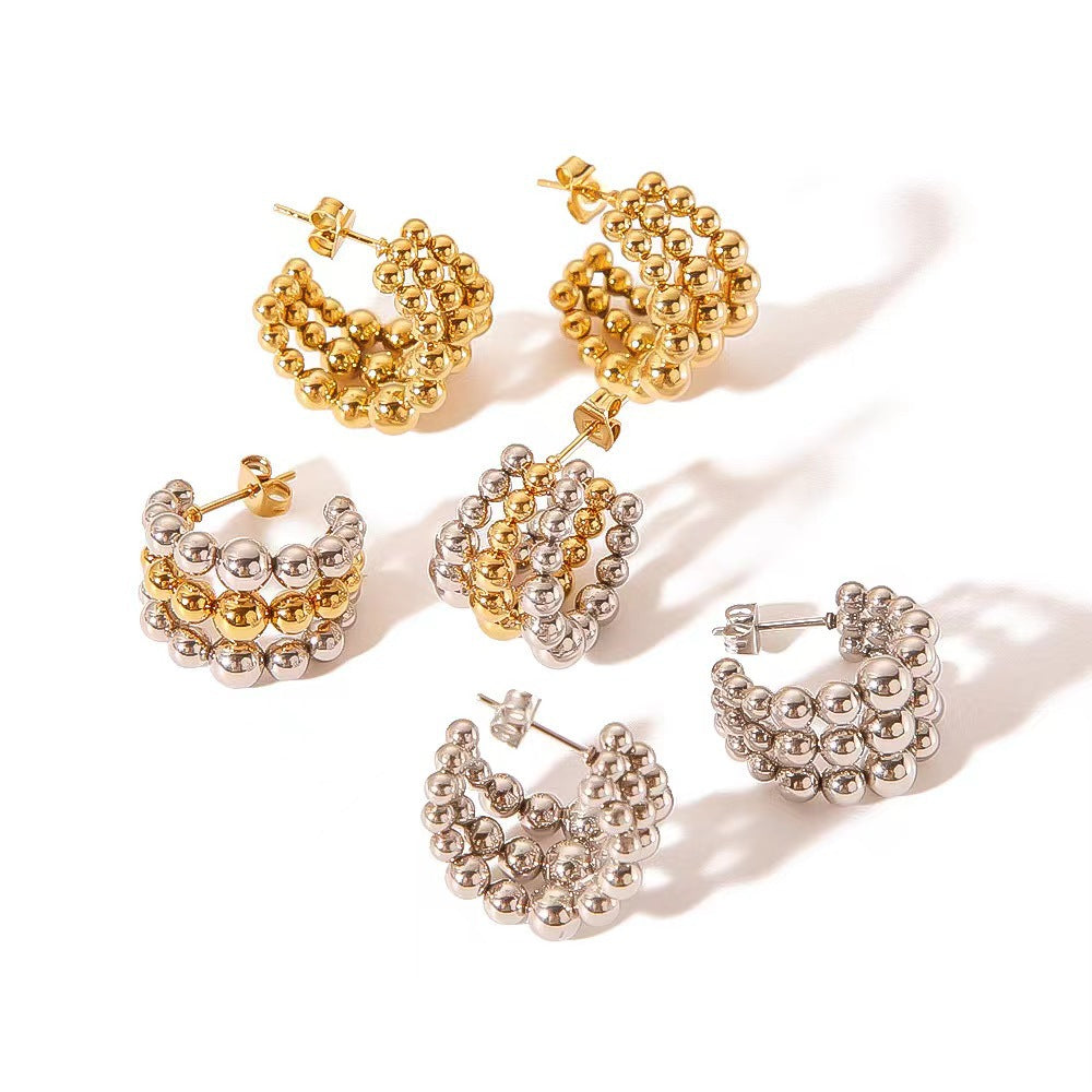 Wholesale Stainless Steel Earrings 18K Gold Plated Earrings C Shape Earrings ACC-ES-BaiL001