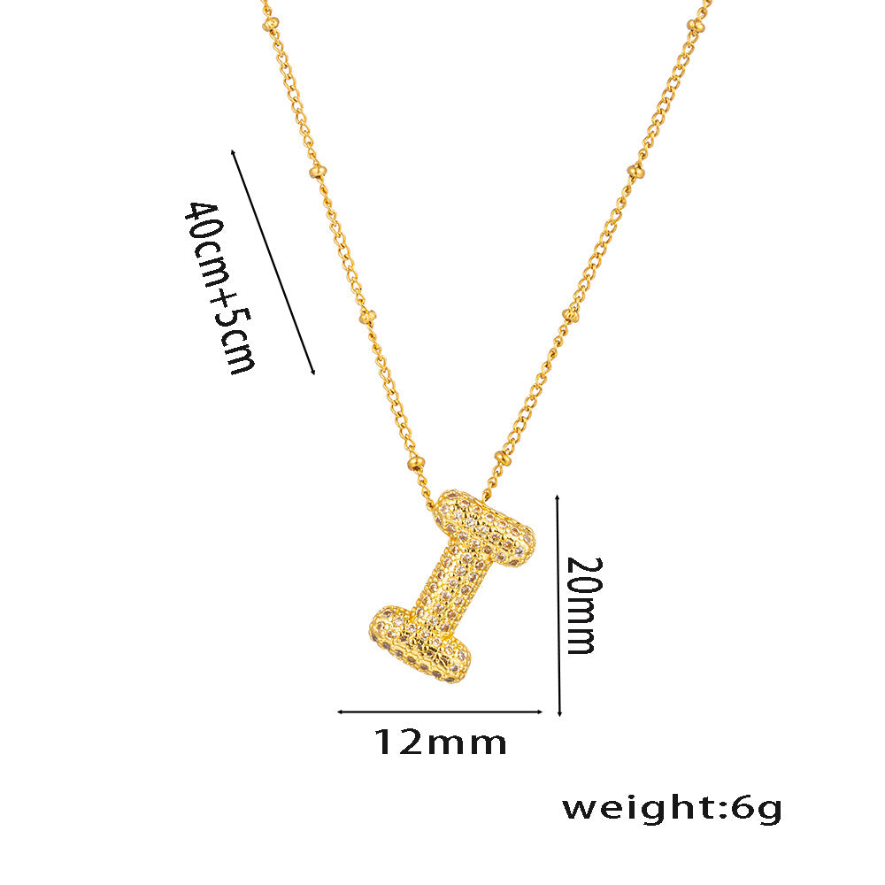 Wholesale Rock Sugar Zircon English Letter Necklace Titanium Steel Necklace ACC-NE-NaBao001