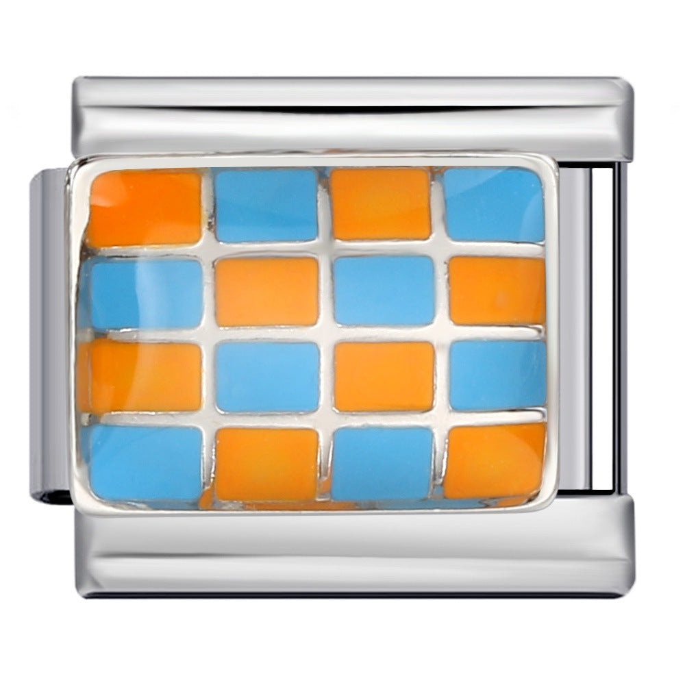 Wholesale Italian Charm Bracelet 9mm DIY colorful checkerboard Creative Stainless Steel Composable Bracelet