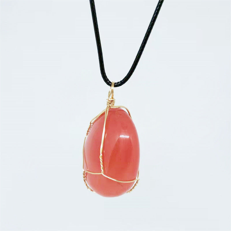 Wholesale Natural Stone Agate Wire Pendant Handmade Wire Irregular Crystal Pendant Necklaces ACC-NE-Yinhai001