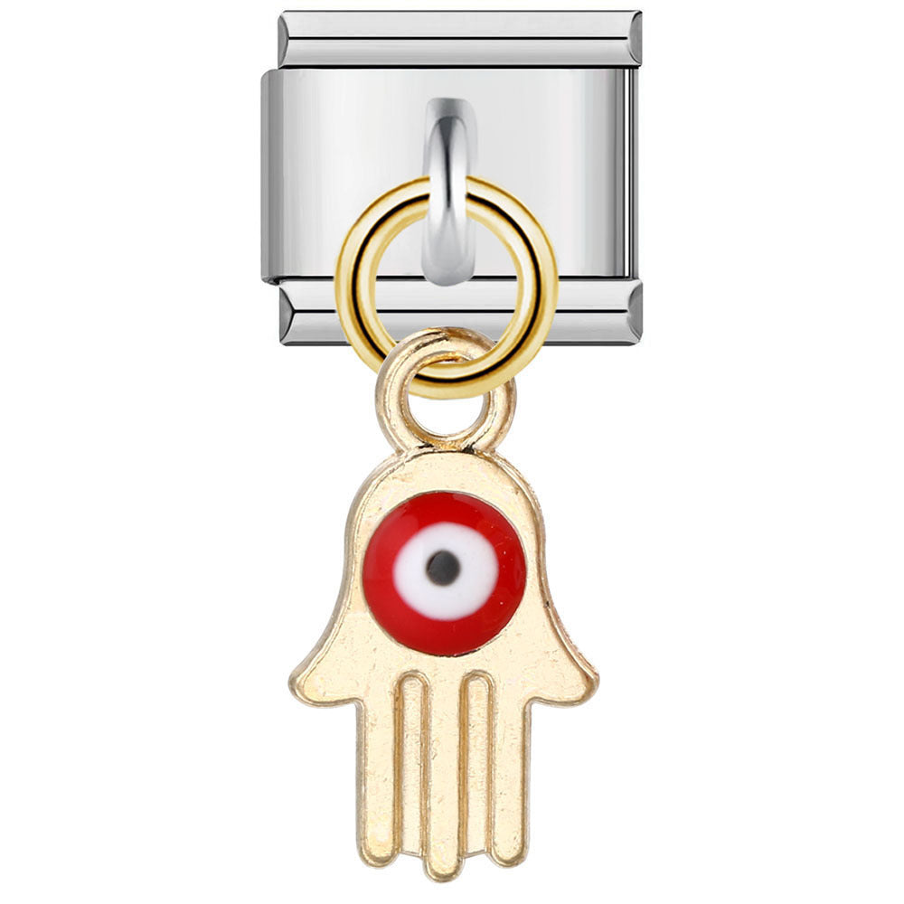 Wholesale Single Hook Italian Module Bracelet Devil' s Eye Pendant  Titanium Steel Charms