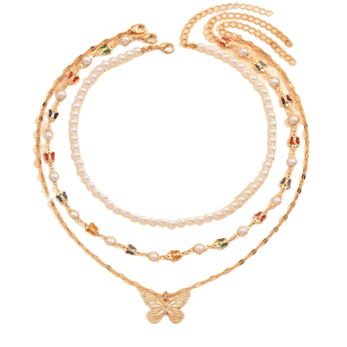 Wholesale  colorful butterfly clavicle chain necklace.