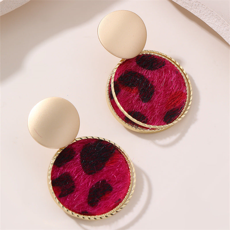 Wholesale  Leopard Earrings Round Geometric Jewelry