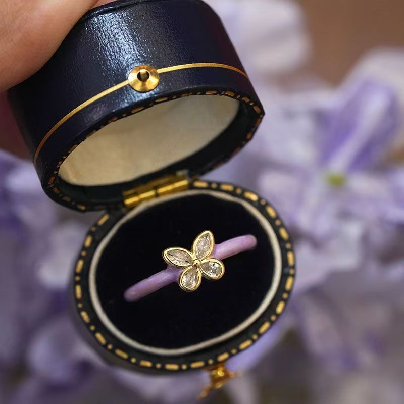 Wholesale Purple Butterfly Flower Open Ring Alloy Zircon Women S Jewelry Stylish Casual Party Gift Accessory