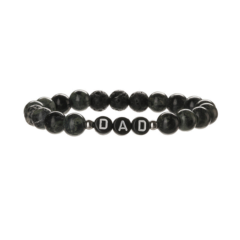 Wholesale European Style 8Mm Natural Stone DAD Letter Beaded Bracelet Father S Day Gift Elastic Cord Jewelry Accessory