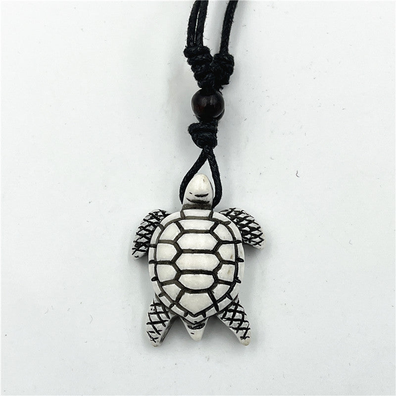 Wholesale Vintage Turtle Necklace Carved Turtle Pendant Resin Sweater Chain ACC-NE-ShuangDe001