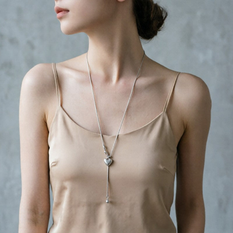 Wholesale Minimalist Heart Pendant Necklace Metal Alloy Snake Chain Modern Boutique Fashion Accessory For Women
