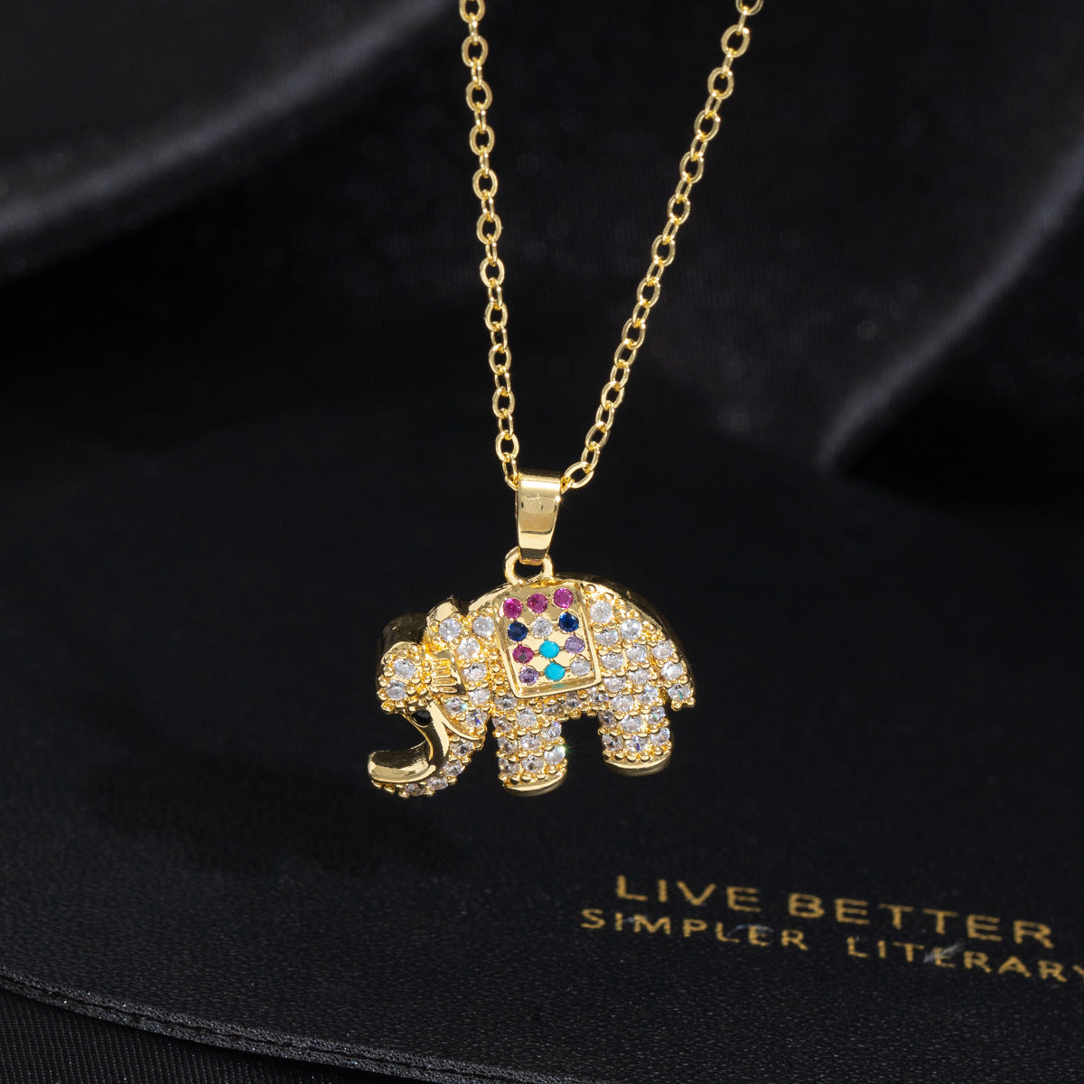 Wholesale Copper Zircon Elephant Pendant Necklace O Chain Collarbone Jewelry Fashion Accessory For Everyday Boutique Resale