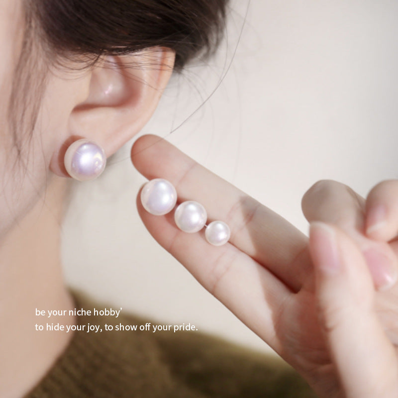 Wholesale Steamed Bun Pink Pearl Minimalist Earrings