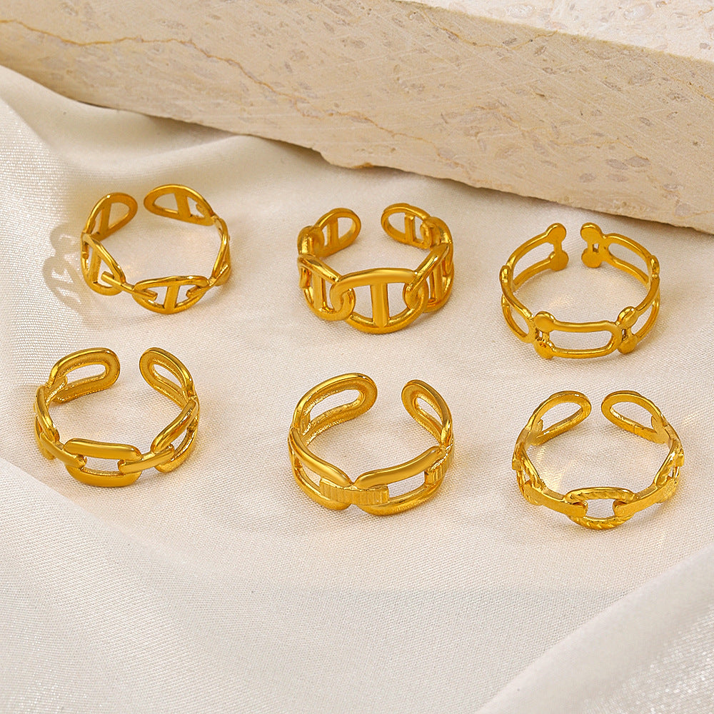 Wholesale Gold Plated Rings Stainless Steel Rings Hollow Open Adjustable Rings ACC-RS-JiaLi007