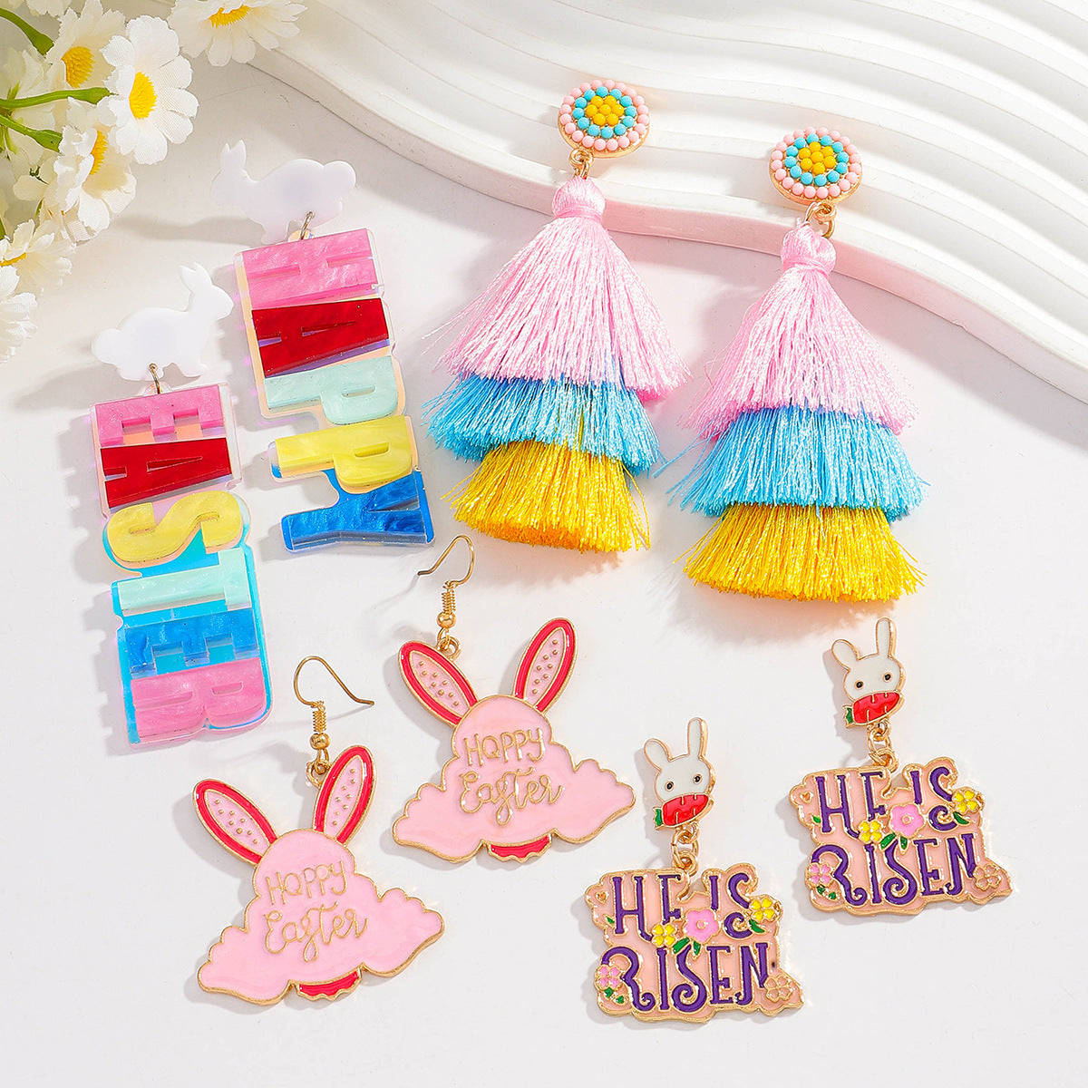 Wholesale Alloy Easter Bunny Carrot Tassel Earrings