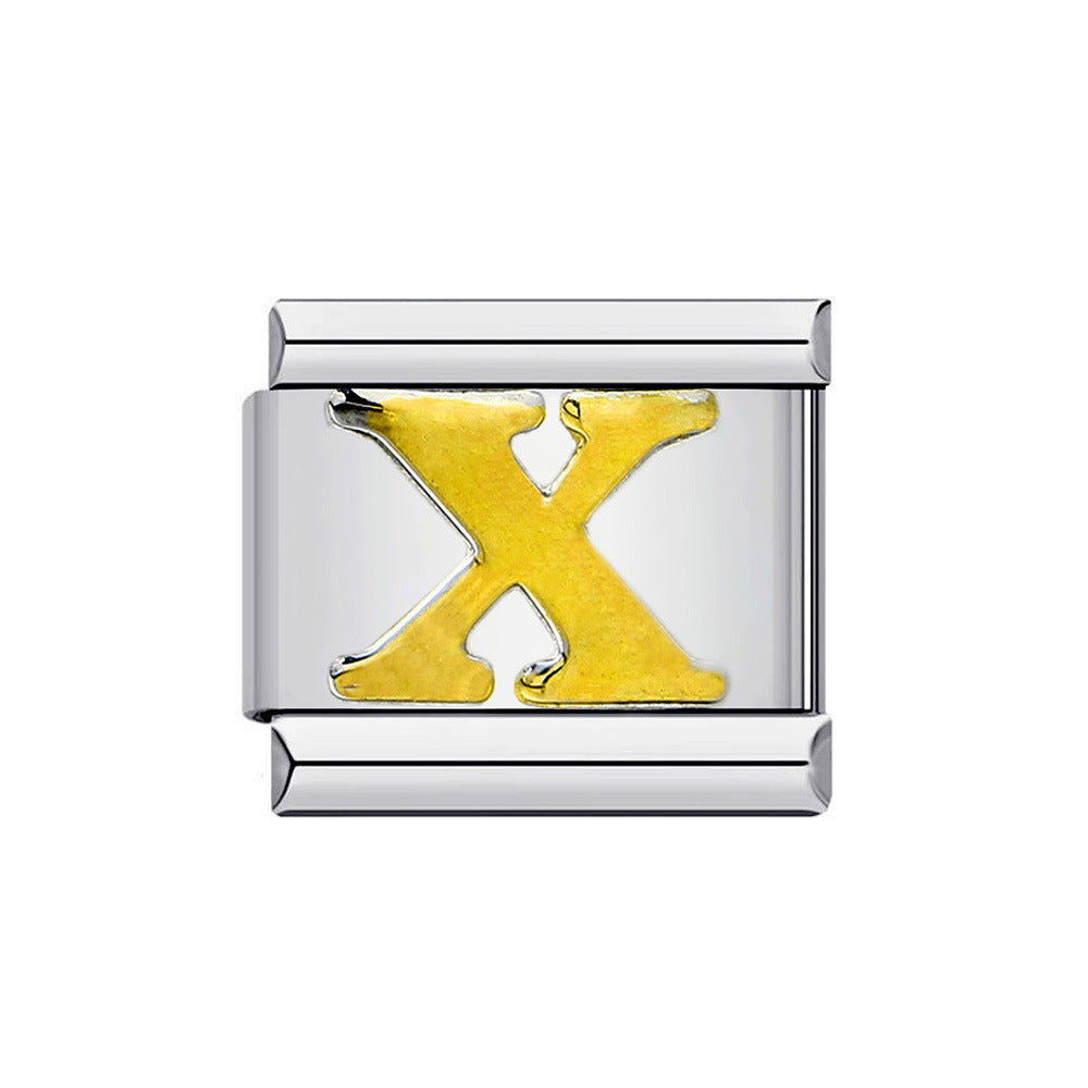 Wholesale 2pcs Italian Charm Bracelet 9mm DIY Splicing English Letter Series Stainless Steel Composable Bracelet