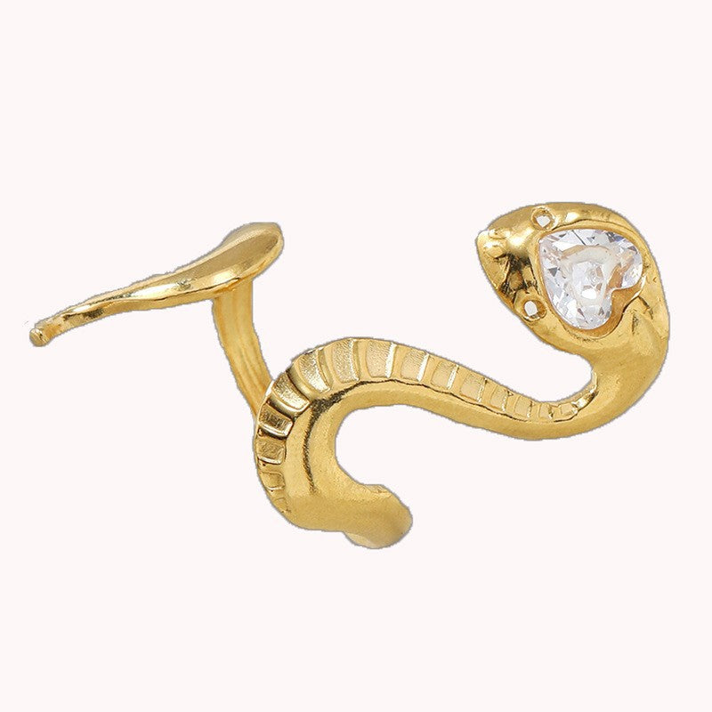 Wholesale Stainless Steel Snake-shaped Diamond-plated 18k Gold Rings ACC-RS-WangG003