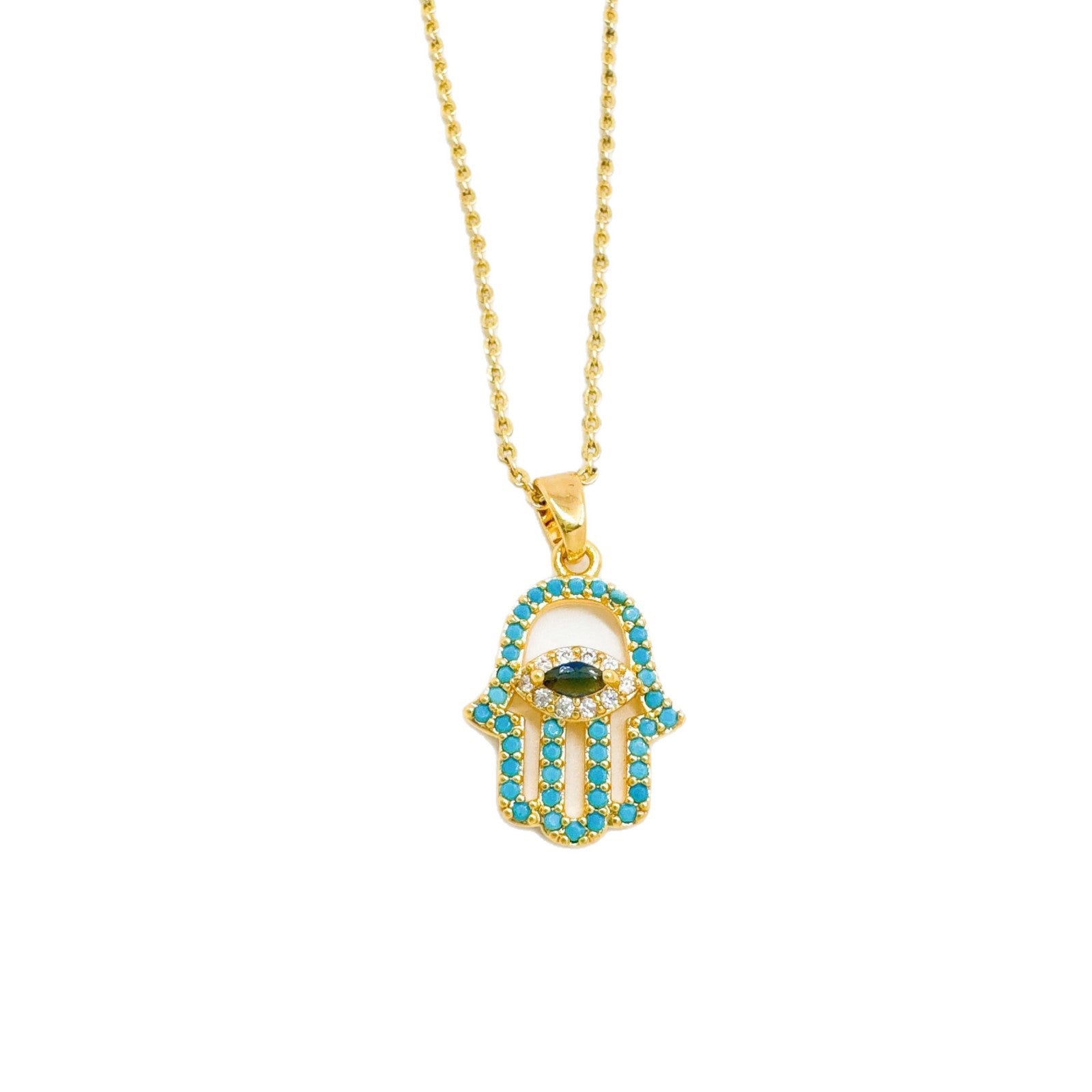 Wholesale Evil Eye Pendant Necklace Gold Plated Zircon Sweet-Cool Style Fashion Accessory
