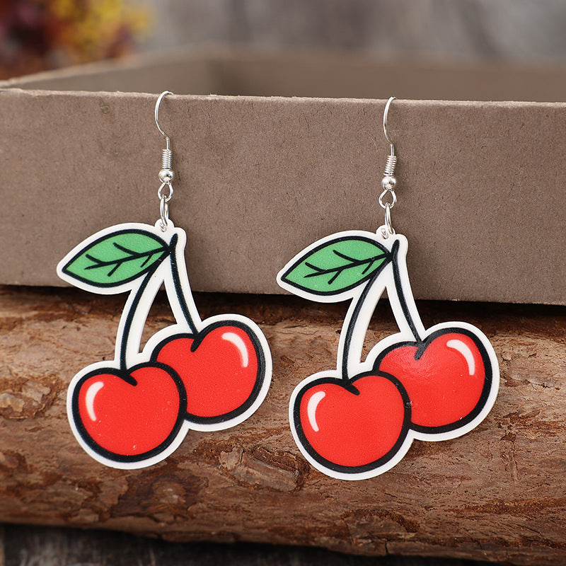 Wholesale Fruit Cherry Acrylic Cute Earrings