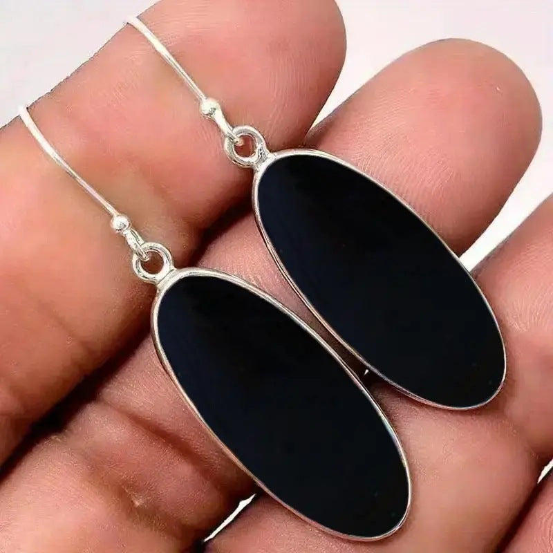 Wholesale  Black Creative Bohemian Oval Simple Earrings