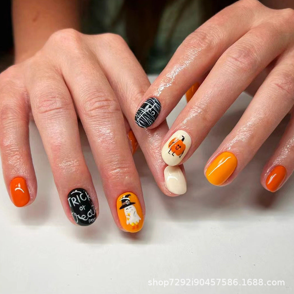 Wholesale 24 Pieces/box Halloween Press-on Nails Kits Nail Stickers ACC-NS-XingNai034